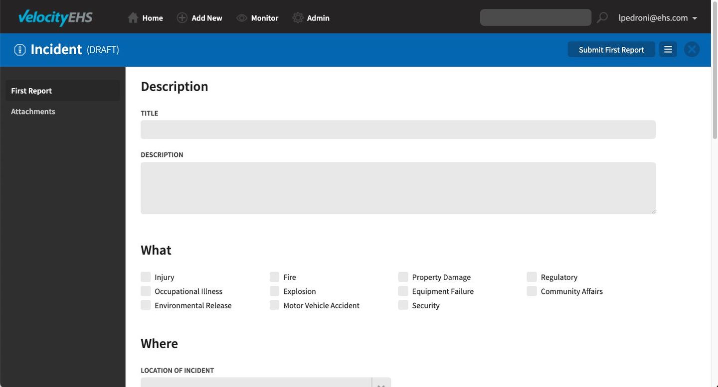 Legacy incident form with grey inputs that look disabled