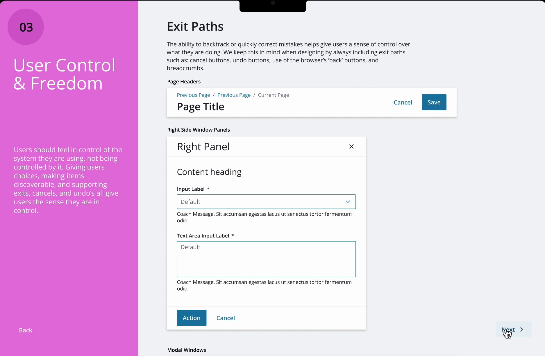 A page from the UX education guide