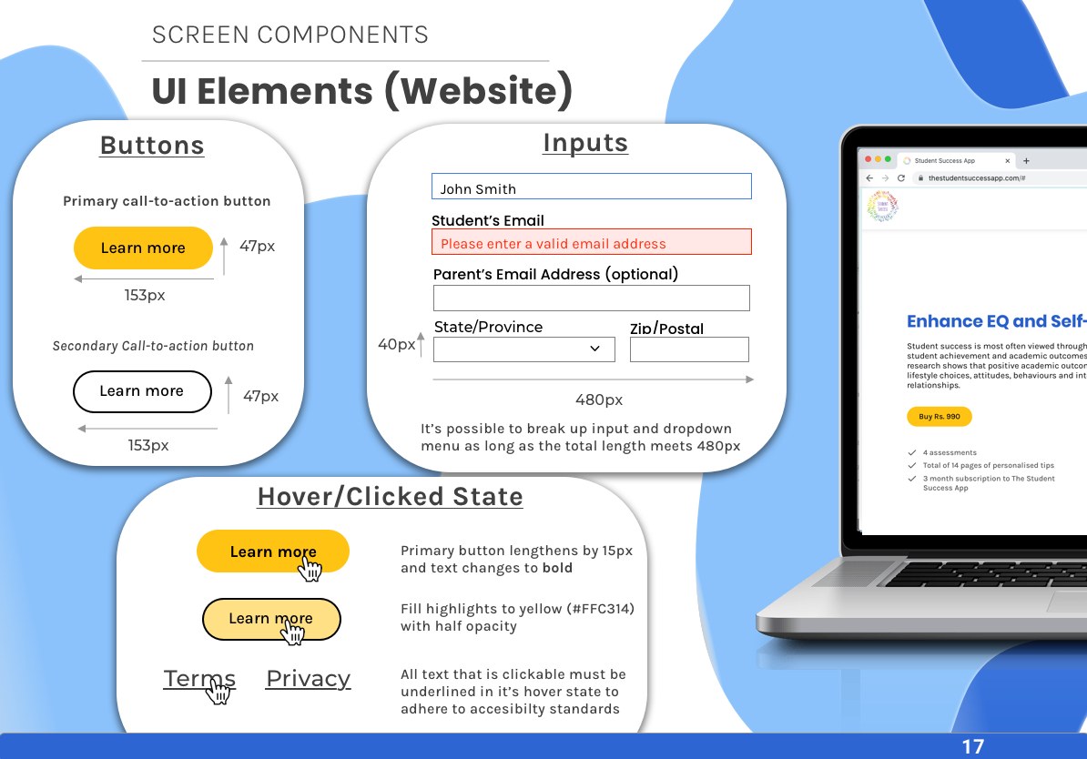 Style guide page 13: Web UI elements