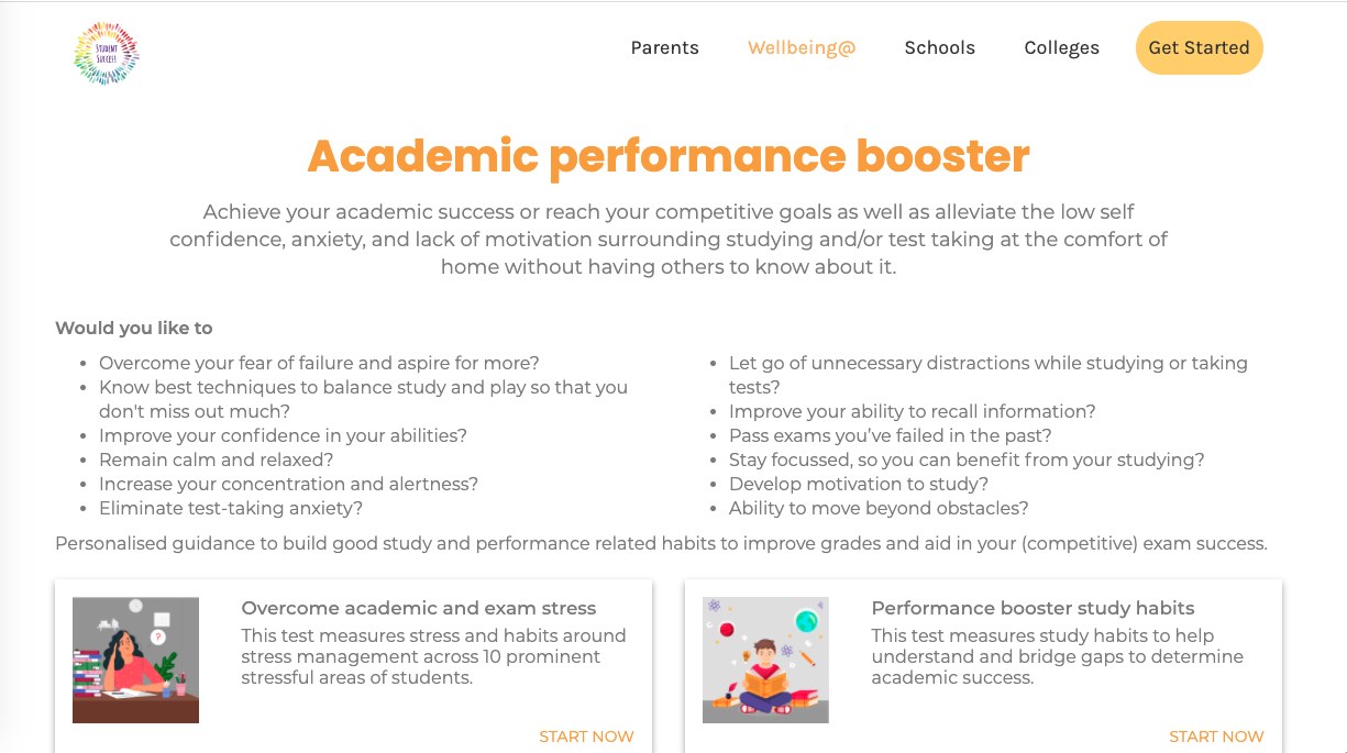 Old academic booster page with orange heading and long grey lists