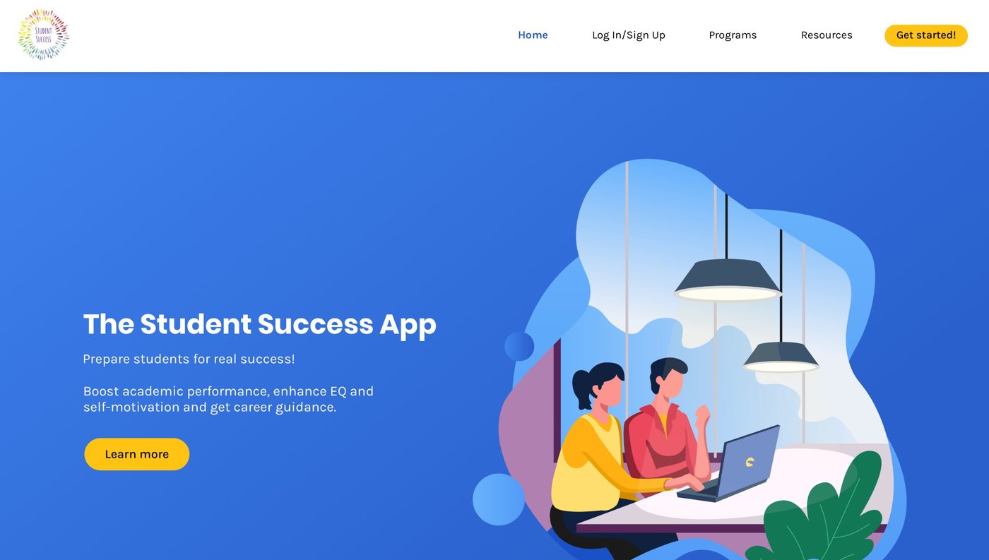 The shipped homepage: dark blue hero, yellow call to action, readable type